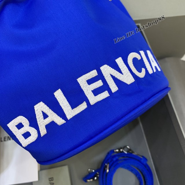 Balenciaga專櫃爆款Balen超輕水桶包 巴黎世家深藍帆布手提包 fyj1496